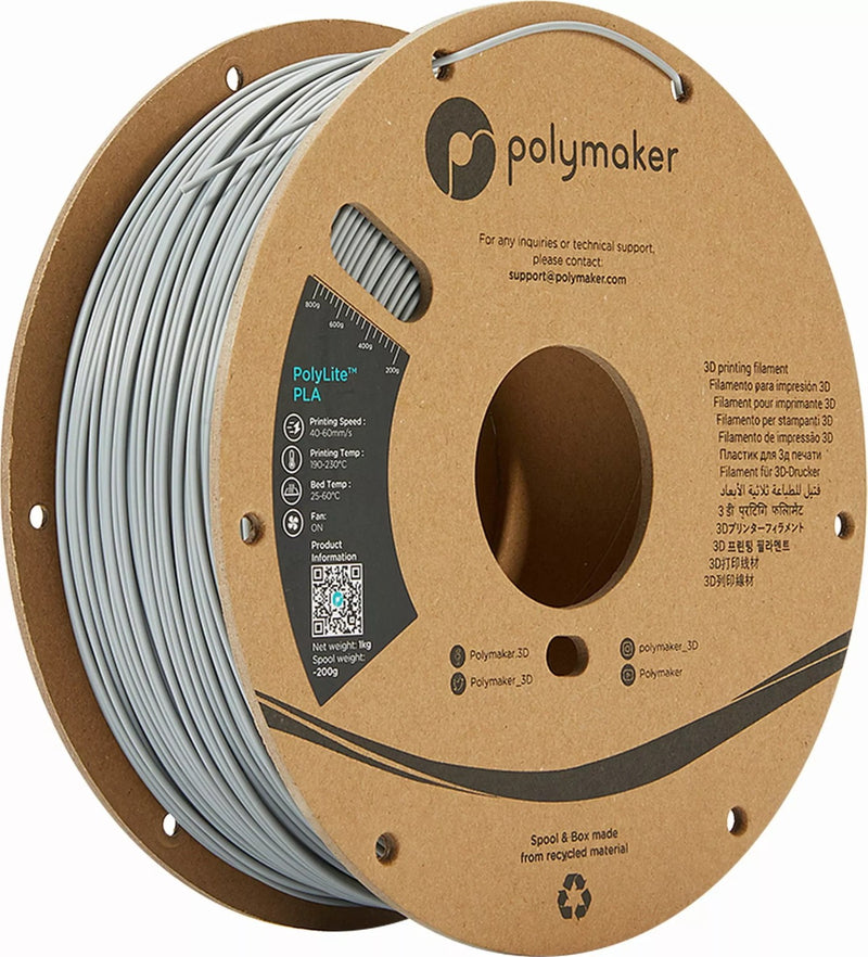 PolyMaker PolyLite Filament - PLA - Grey - 3KG