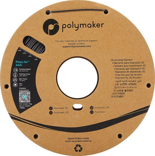 PolyMaker PolyLite PLA-Filament - Schwarz 1kg