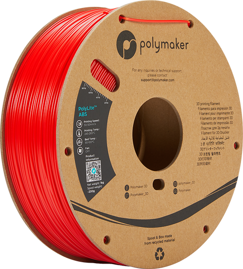 PolyMaker PolyLite Filament - ABS - Rood - 1KG