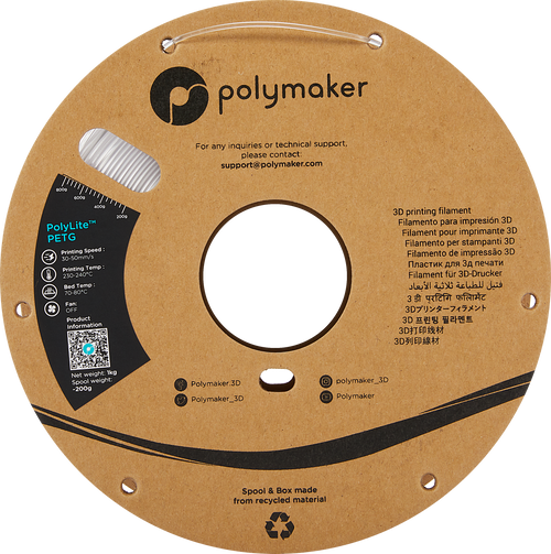 PolyMaker PolyLite Filament - PETG - Transparant - 1KG