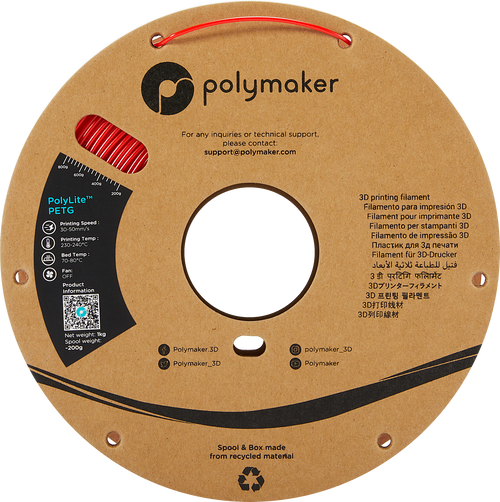 PolyMaker PolyLite Filament - PETG - Rood - 1Kg