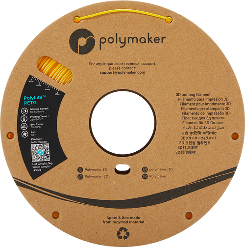 PolyMaker PolyLite PETG-Filament - Gelb - 1kg