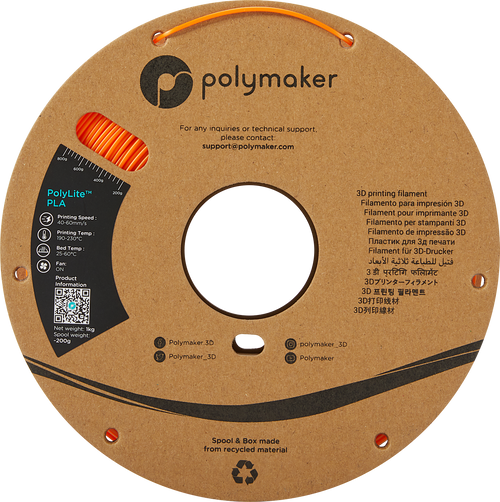 PolyMaker PolyLite PLA-Filament - Orange 1kg