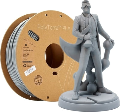 PolyMaker PolyTerra Filament - PLA - Fossil Grey - 1KG