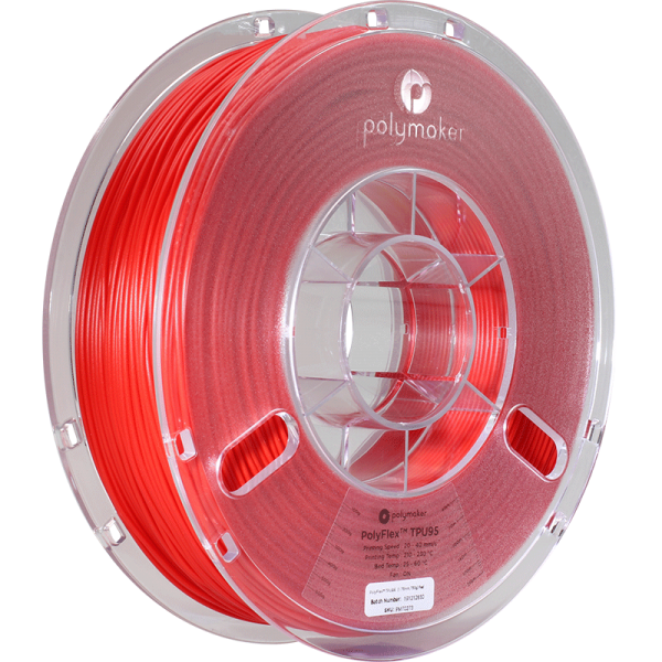 Polymaker PolyFlex Filament - TPU-95A - Red (1.75 mm; 0.75 kg)